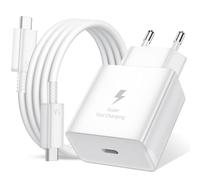 45W Chargeur USB C Secteur Charge Rapide pour Samsung Galaxy S26 A17 A16 A56 A36 A26 A55 A35 S25 edge S24 S23 S22 S21 S20 Ultra S10 S9 A06 Z Fold7,Prise Secteur USBC Adapteur avec 1m Câble USB C Blanc