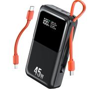 45W External Battery 26800mAh Quick Charge Power Bank Portable Charger PD 3.0 Powerbank USB C & 3 Output & 2 Input with Type-C Cable, LED Display for Tablet MacBook Camera Camping Outdoor (Black)