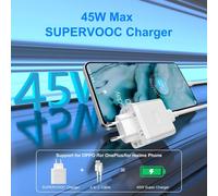 45w Supervooc Chargeur Rapide Avec 6a Câble Usb C 1m Pour Oppo Find X5 X3/2 Neo/Reno10/8/7 Pro,Chargeur Rapide Vooc Charge Avec Câble Usb Type-C Pour Oneplus 10 9 Pro Nord Ce 3 2 Lite,Realme Gt Neo 2