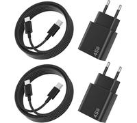 45W USB-C Charger 2Pack USB-C Fast Charge for Samsung, 2Pack Type-C 45W Charger with 2m and 100W Type-C Cable for Samsung Galaxy S25 Ultra/S24+/S23/S22, for iPhone 16/15 - Black