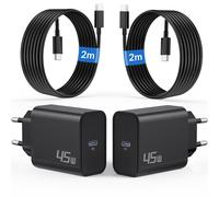 45W Usb C Chargeur Rapide Pour Samsung Galaxy S25 Ultra S24 S23 S22 S21 S20 Fe 5G,A55 A54 A53 A52,Note 20 10,Original Tab S8 S9,Usb-C Prise Chargeur Adaptateur Secteur+2M Type C Câble 2 Pack