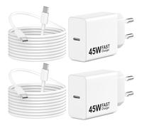 45W USB C Chargeur Rapide pour Samsung Galaxy S25 Ultra S24 S23 S22 S21 S20 FE 5G,A55 A54 A53,Note 20,Original Tab S8 S9,USB-C Prise Chargeur Adaptateur Secteur avec 3M USB Cable Charge Rapide-2Pack