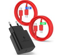 45w Usb C Fast Charger For Samsung Galaxy S24 Ultra/S25/S23/S22/S21, Usb-C Fast Charger With 1 M+2 M Type C Cable, Usbc Mains Plug Adapter For Note20/10/9/8/A73/A53, Iphone 16-Red