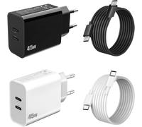 45W Usb C Mains Charger And Cable For Samsung Galaxy S25 Ultra/S24 Ultra/S23 Fe/S25 Plus/A56 5G/A26 A36 A16 A55 A35 A25 A15/A54 A53 A34 Z Fold 5 6 7/Z Filp Note 2 0 Type C Plug Quick Charge 2 Pack
