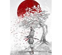 45x60cm Grand Format Diamond Painting Samouraï japonais, Point de Croix Kit de Broderie Diamant Peinture, DIY 5D Diamant Painting, Canevas Kit Complet Diamant Art Craft Maison Murale Decor Gift Z-7409