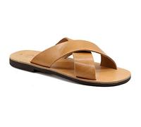 46 beige Emmanuela Sandales en cuir grec avec bracelet croisée pour hommes, sandales pour hommes à la main de haute qualité, hommes x straps chaussures d'été
