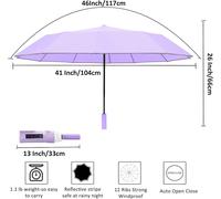46 inch premium fabric automatic opening perfect for wallet and backpack umbrella portable for women and men,1-Purple,46 pouces-taille moyenne
