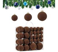 46 Pièces Boule De Noel Beige, Décorations pour Sapin De NoëL, Flocage, Boules Suspendues De 4/6/8 Cm, Ornements pour Décoration De Maison Et De Vacances (Brown)