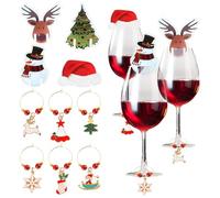46 pièces de charmes pour verres à vin de noël anneaux étiquettes verres | 46 pièces de charmes pour verres à vin de noël anneaux étiquettes pour verres à pied étiquettes vintage père noël accessoires
