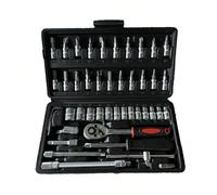 46 pièces Kit d'outils de réparation automobile de haute qualité, avec cliquet à dégagement rapide et clés hexagonales, jeu de douilles, boîte de rangement portable, convient pour l'entretien automobi