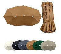 460×270cm Toile De Parasol, Housse De Rechange pour Parasol Double, Auvent De Rechange pour Parapluie De Jardin Marché Balcon(Khaki)