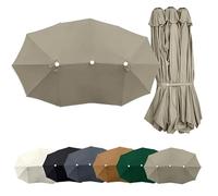 460×270cm Toile De Parasol, Housse De Rechange pour Parasol Double, Auvent De Rechange pour Parapluie De Jardin Marché Balcon(Taupe)