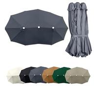460×270cm Toile De Parasol, Housse De Rechange pour Parasol Double, Auvent De Rechange pour Parapluie De Jardin Marché Balcon(Dark Grey)