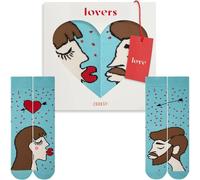 ZOOKSY - Chaussettes Amusantes pour Amoureux (2 Paires) | Chaussettes à Motifs d'Amour pour Couples | Homme & Femme | Chaussettes pour Couples I Femme brune, homme brun I 41-46/36-40