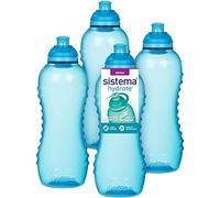 Sistema Twist ’n’ Sip Squeeze Gourde sport | Gourde à eau étanche | 460 ml | Sans BPA | Bleu | Lot de 4