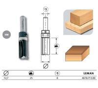 Leman 4618.713.00 Mèche affleureuse droite HM ø 12,7 mm LU 25 mm queue de 8 mm avec guide supérieur,