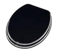 4638201 Schläfer | Abattant pour Wc Universel en Couleur Noir, Siège de Toilette de Taille universelle en Bois Mdf, Cuvette Toilette Forme Ovale, Charnières Réglables en Métal