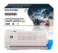 46507608 46507607 46507606 46507605 Cartouche de Toner Compatible avec Les imprimantes Okidata OKI ES7412, Les pièces de Rechange contiennent Une Puce et Une Impression transparente/168(1 Pack Black)