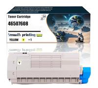 46507608 46507607 46507606 46507605 Cartouche de toner compatible avec les imprimantes Okidata OKI ES7412, les pièces de rechange contiennent une puce et une impression transparente/168(1 Pack Yellow)