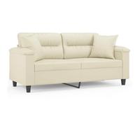 468554& Canapé 2 places - avec oreillers crème 140 cm similicuir - L170 x P77 x H80 cm