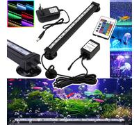 46cm 27LEDs LED Aquarium IP68 imperméable à l'eau lampe à poser, lampe d'éclairage subaquatique à intensité variable, Plant Fish Tank Air Bubble Light,