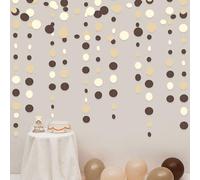 46Ft Brun à Pois Papier Guirlande Bannière Décoration de Fête Marron Kaki et Écru Cercle Point Streamer à Suspendre pour Bohême Anniversaire Mariage Bapteme Ours en Peluche Jungle Safari Thème Decor