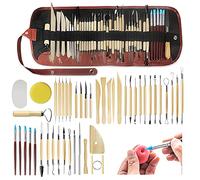 46Pcs Outils d'argile de Poterie, Outils de Sculpture pour l'argile de Poterie la Sculpture et la Pâte à Modeler, Outils de Sculpture sur Argile avec un Sac de Rangement et Outils de Poterie