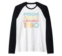 46th Birthday Idea Awesome Since December 1980 46 Years Old Manche Raglan