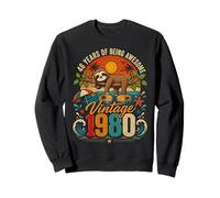 46th Birthday Retro Sloth Tropical Vintage 1980 46 Years Old Sweatshirt