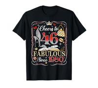 46th Birthday Women Cheers to 46 Years Fabulous Since 1980 T-Shirt