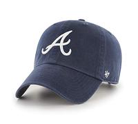 47 Brand Casquette Relaxed Fit Clean Up – MLB Atlanta Braves – Réglable, Bleu marine, Taille unique