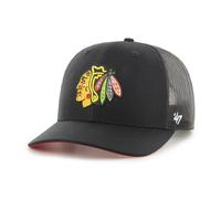 47 Brand Cap NHL Chicago Blackhawks Trucker Snapback Mesh Noir Logo Neuf