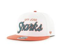 47 Brand Casquette Snapback Captain Sure Shot NHL San Jose Sharks Script Side Bicolore Blanche
