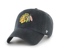 47 Chicago Blackhawks NHL Clean Up Casquette de baseball réglable avec logo jaune Noir, Noir , Taille unique