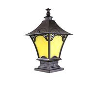 47 cm Vintage rétro extérieur étanche E27 Pilier Poteau Lanterne antirouille en Aluminium métal Villa Patio Jardin clôture Colonne Lampe Abat-Jour en Verre terrasse pavillon clôture Table Paysage