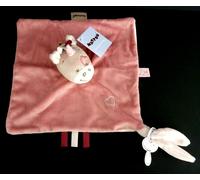47. DOUDOU PLAT NATTOU LICORNE ROSE BLANC BEIGE COEUR AT. TETINE 100% NEUF
