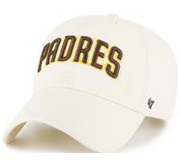 47 Marque San Diego Padres Écriture Beige Clean Haut Curved Visor Strapback Cap