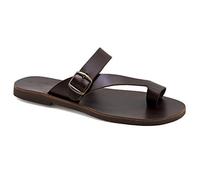 47 marron Emmanuela Cuir grec Toien Sandales pour hommes, Sandales pour hommes à la main de haute qualité avec ceinture à boucle réglable, chaussures d'été pour hommes
