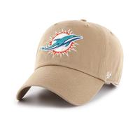 '47 NFL Miami Dolphins Clean Up Casquette de baseball unisexe, fermeture à sangle réglable, taille unique, logo de l'équipe, couleur kaki, kaki, taille unique
