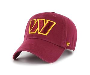 '47 NFL Washington Commanders Clean Up Casquette de baseball unisexe, fermeture à sangle réglable, taille unique, logo de l'équipe, couleur rouge cardinal