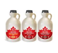 47° North Jarabe de arce orgánico canadiense, TROIKA, 1x Ámbar 1x oscuro 1x muy oscuro, 3x 1000ml, Fuente única, Grado A, Sin gluten, Vegano, Sabor ligero y dulce para panqueques y más