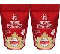 47° North Sucre d'érable biologique doré,Canada, 2x250g, source unique, grade A, sans gluten, végétalien, goût léger et sucré pour les crêpes et plus encore