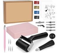 47 Pcs Linocut Block Printing Kit Cartoon Pattern Paper, Complete Stamp Making Set for Beginners, Artists, DIY Crafts