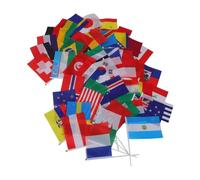 47 Pièces Mini Drapeau National Coupe du Monde 47 Pays avec Bâton | Impression Vive, Usage Extérieur, Format 14x21cm, Coton et Plastique, pour Événements Internationaux et Sportifs
