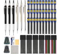 47 Pièces Porte Mines Métal,Crayon Mécanique Automatique 0,5,0,7,0,9 Mm,Porte Mines Artistiques Avec Recharge De Mines Hb,Gommes,Mechanical Pencil Pour L'écriture Artistiqu Ele Dessin Croquis