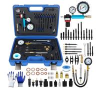 47 Pièces Testeur de Compression, pour Moteurs Essence et Diesel, Testeur de Compression Diesel 0-50 Bars, Kit de Testeur de Fuite de Cylindre à Double Jauge pour Moteurs HDI, TDCi, Pumpe Duse