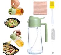 470 ml Vaporisateur Huile Cuisine 2 en 1 en Verre Renforcé | Kit avec Brosse à Huile, Brosse de Nettoyage & Essuie-Tout | Qualité Alimentaire | Pour Cuisson, Air Fryer, Grillades, Salades & Pâtisserie
