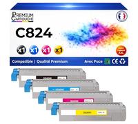 47095704 47095703 46861306 47095701 Pack 4 Toners compatibles pour OKI C824 C834 C844 C824n C824dn C834dnw C834nw C844dnw Noir Cyan Magenta Jaune avec Puce