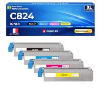 47095704 47095703 46861306 47095701 Pack 4 Toners compatibles pour OKI C824 C834 C844 C824n C824dn C834dnw C834nw C844dnw Noir Cyan Magenta Jaune avec Puce