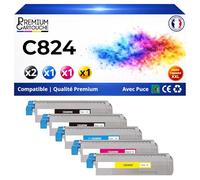 47095704 47095703 46861306 47095701 Pack 5 Toners compatibles pour OKI C824 C834 C844 C824n C824dn C834dnw C834nw C844dnw Noirs et Couleurs avec Puce